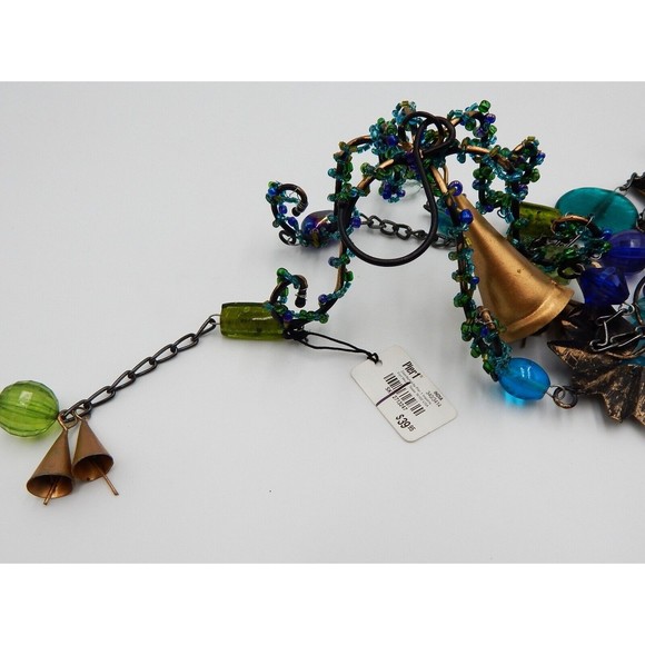 Pier 1 One Imports Jewel Tone Beaded Seahorse Windchime Gold Bells Made in India - Picture 6 of 8
